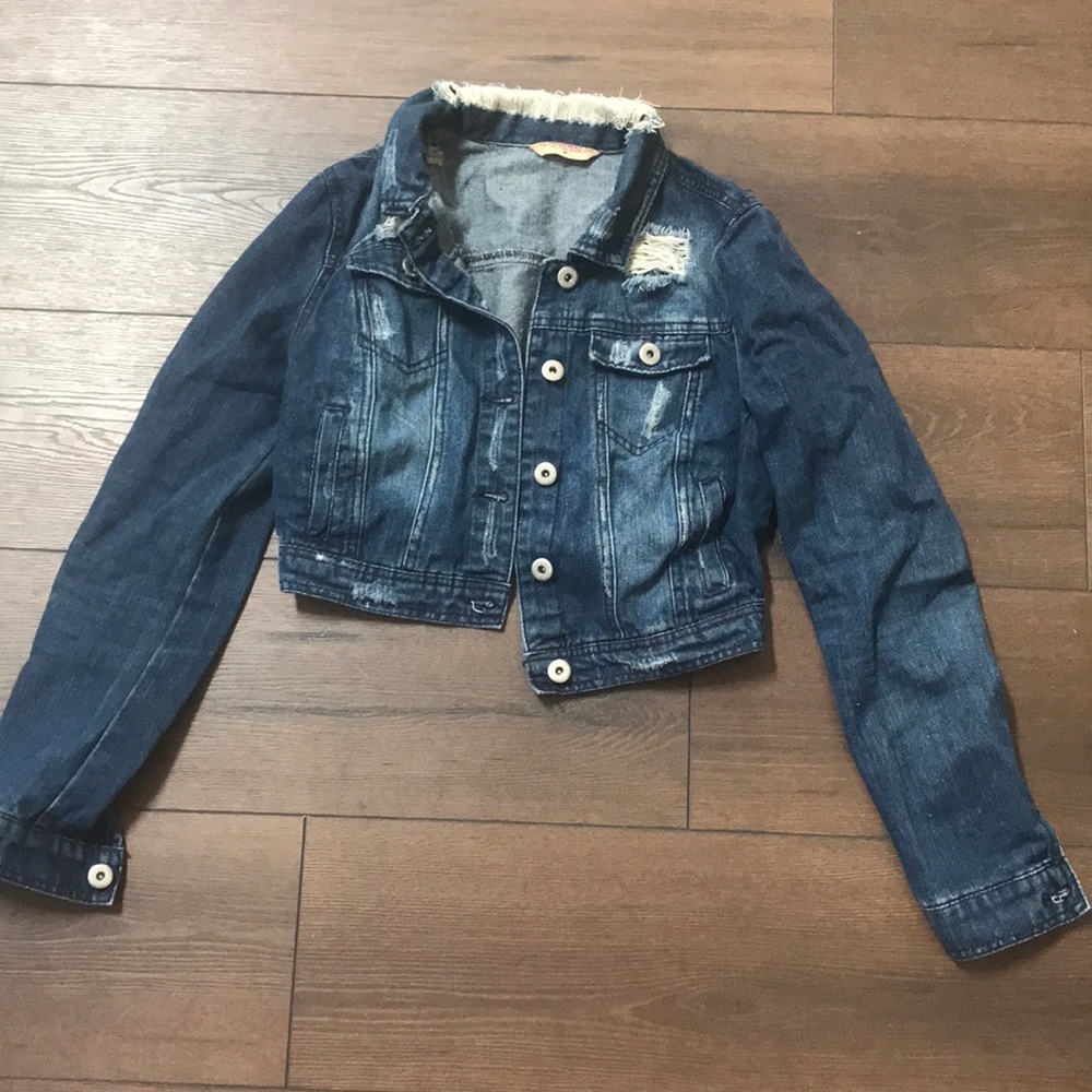 Destroyed Cropped Denim Jacket